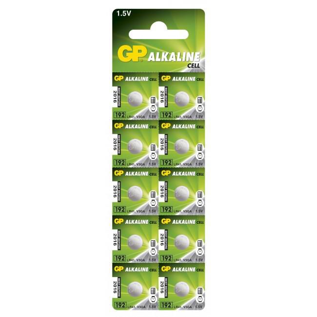 GP Alkaline Cell Battery 192-C10, 1,5V, LR41, 10-pak