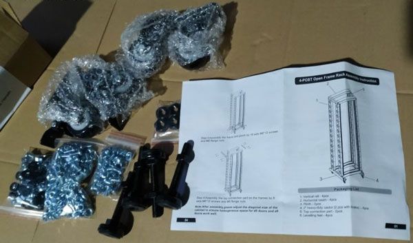 ALLNET 19" base frame, plus replacement accessory set (screws, feet, casters) SRB series