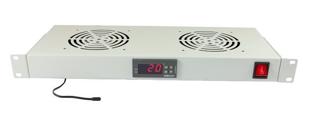 ALLNET 19" e.g. fan unit 2-fold with temperature unit, 1U, light gray