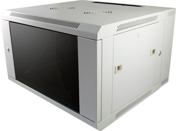 ALLNET 19" wall housing, 9U, 2-part, T600mm, light gray, SMB series