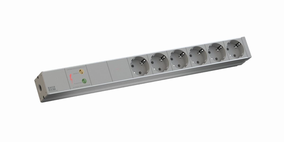 ALLNET 19" e.g. power strip, 6x sockets (CEE7)->plugs (CEE7), NF/ÜS, Bachmann