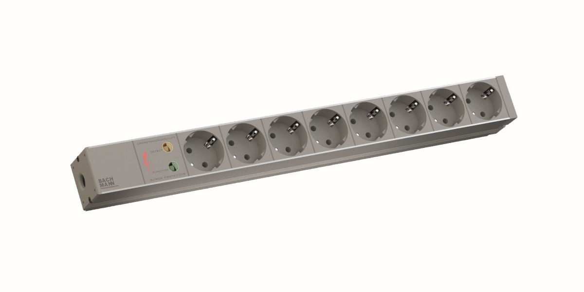 ALLNET 19" e.g. power strip, 8x sockets (CEE7)->plugs (CEE7), ÜS, Bachmann