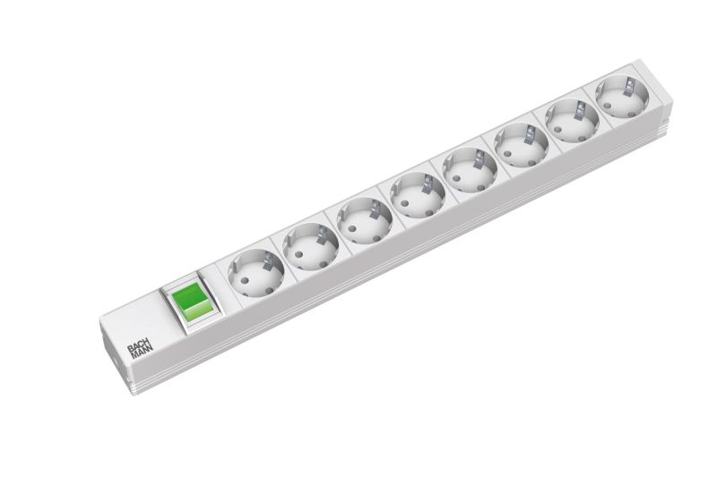 ALLNET 19" zbh. Steckdosenleiste, 8xDosen(CEE7)->Stecker(CEE7), Schalter, Bachmann