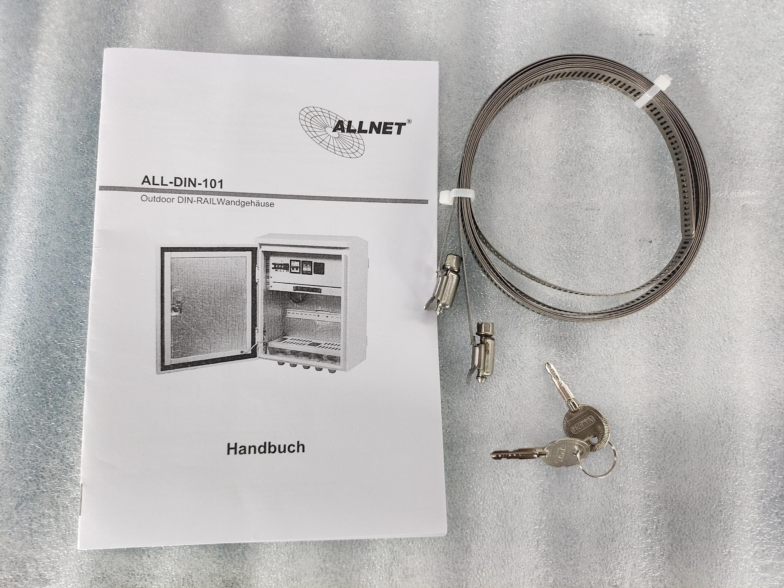 ALLNET DINRAIL wall mount enclosure T220mm light gray IP66 SP 16x M25 ALLDIN101AC