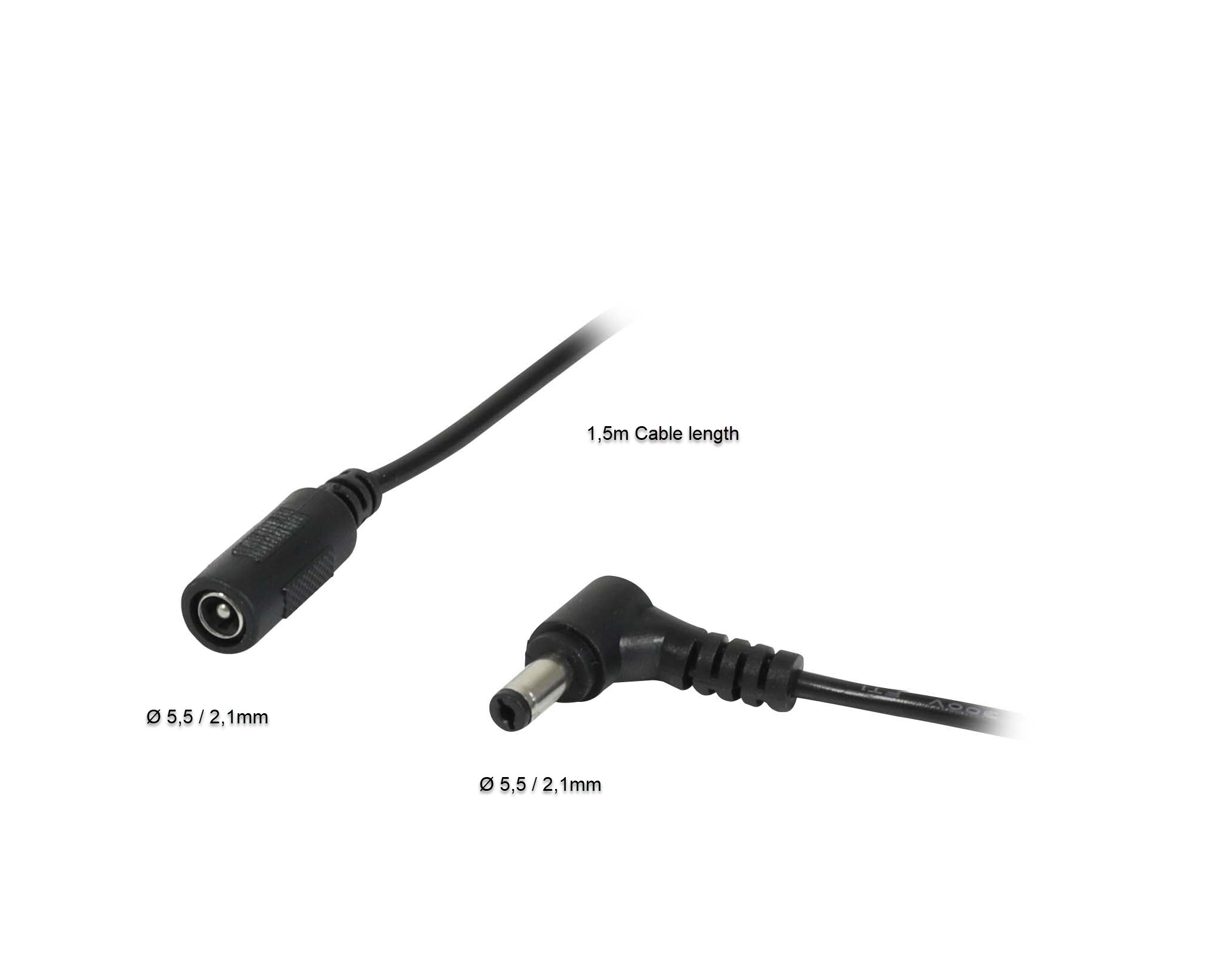 ALLNET Replacement power supply unit zbh DC jack DC plug adapter cable extension 55mm x 21mm 55mm x 21mm 15m