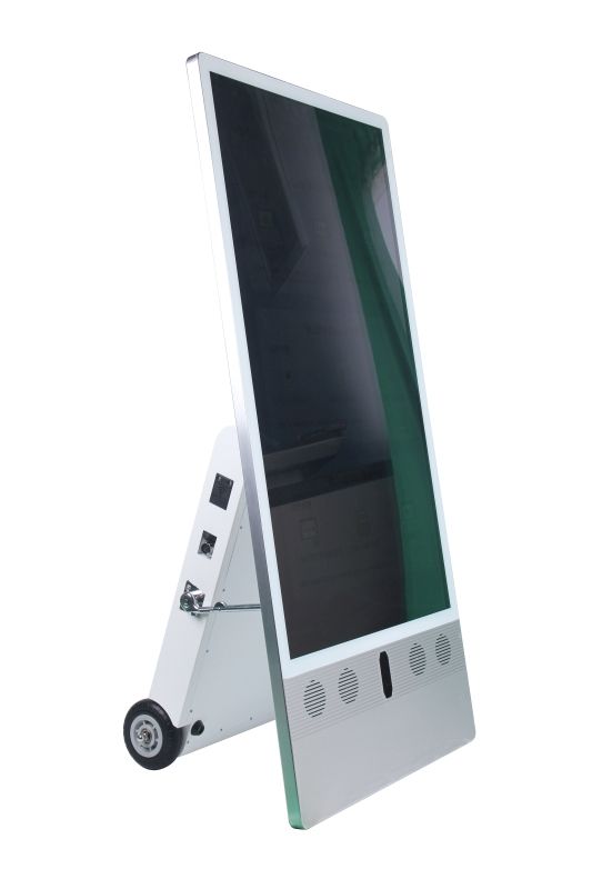 ALLNET stand display 43 inch outdoor customer stopper with battery WITHOUT TOUCH with castors, 1500Nits, Android, color black