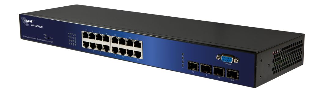 ALLNET Switch smart managed 16 Port Gigabit / 16x LAN / 4x SFP / fanless / 19" / "ALL-SG8420M"