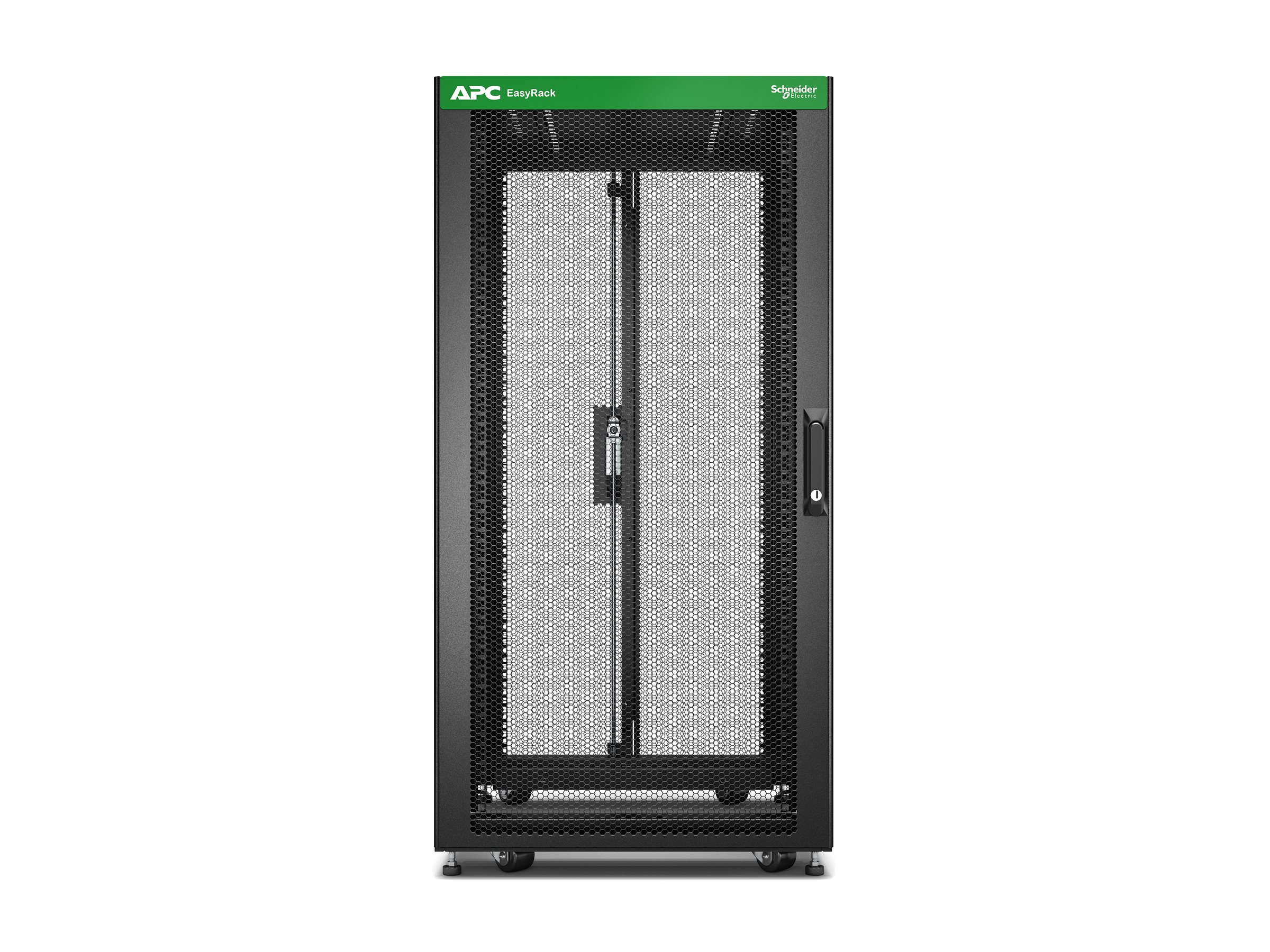 APC Easy Rack, 24U, Black, With Roof, Castors, Feet, 4 Brackets, and Side Panels, No Bottom, 1198H x 600W x 1000D mm
