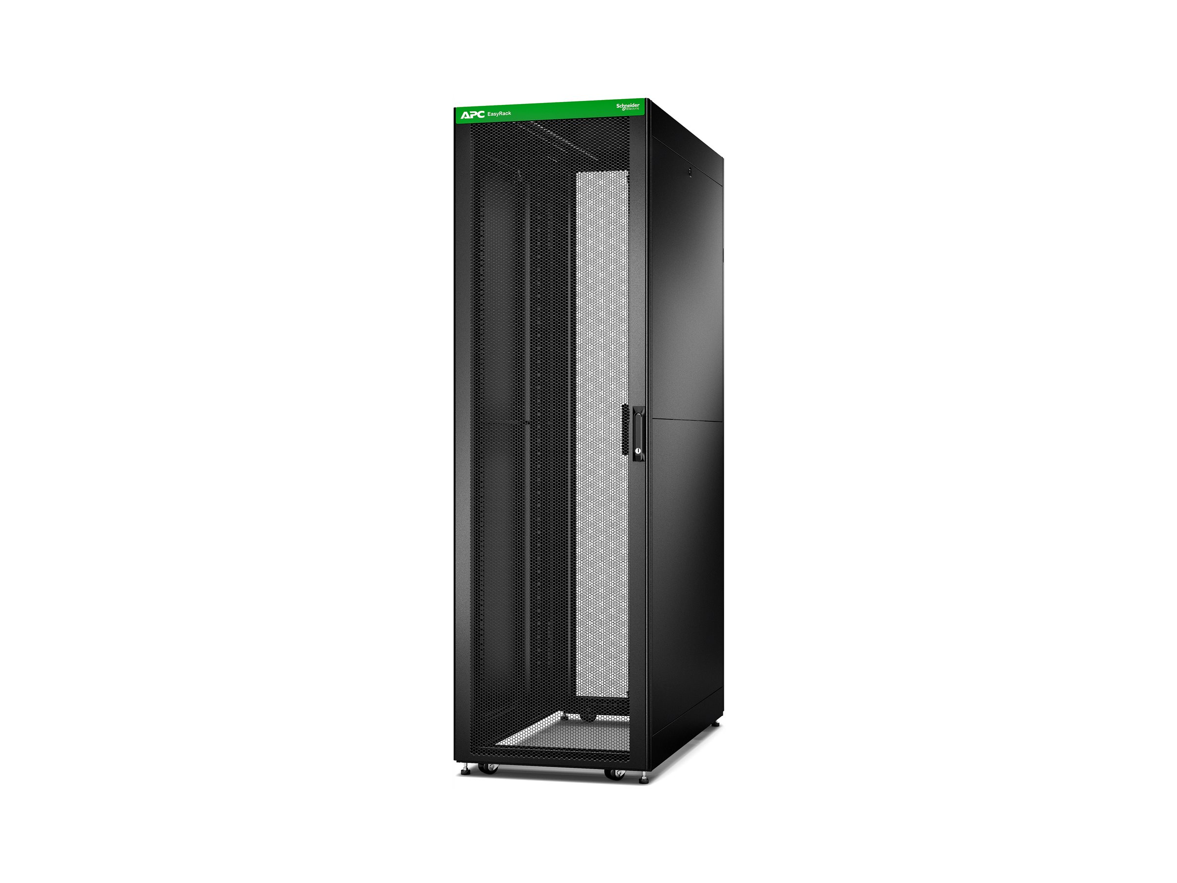 APC Easy Rack, 42U, Black, With Roof, Castors, Feet, 4 Brackets, and Side Panels, No Bottom, 1991H x 600W x 800D mm