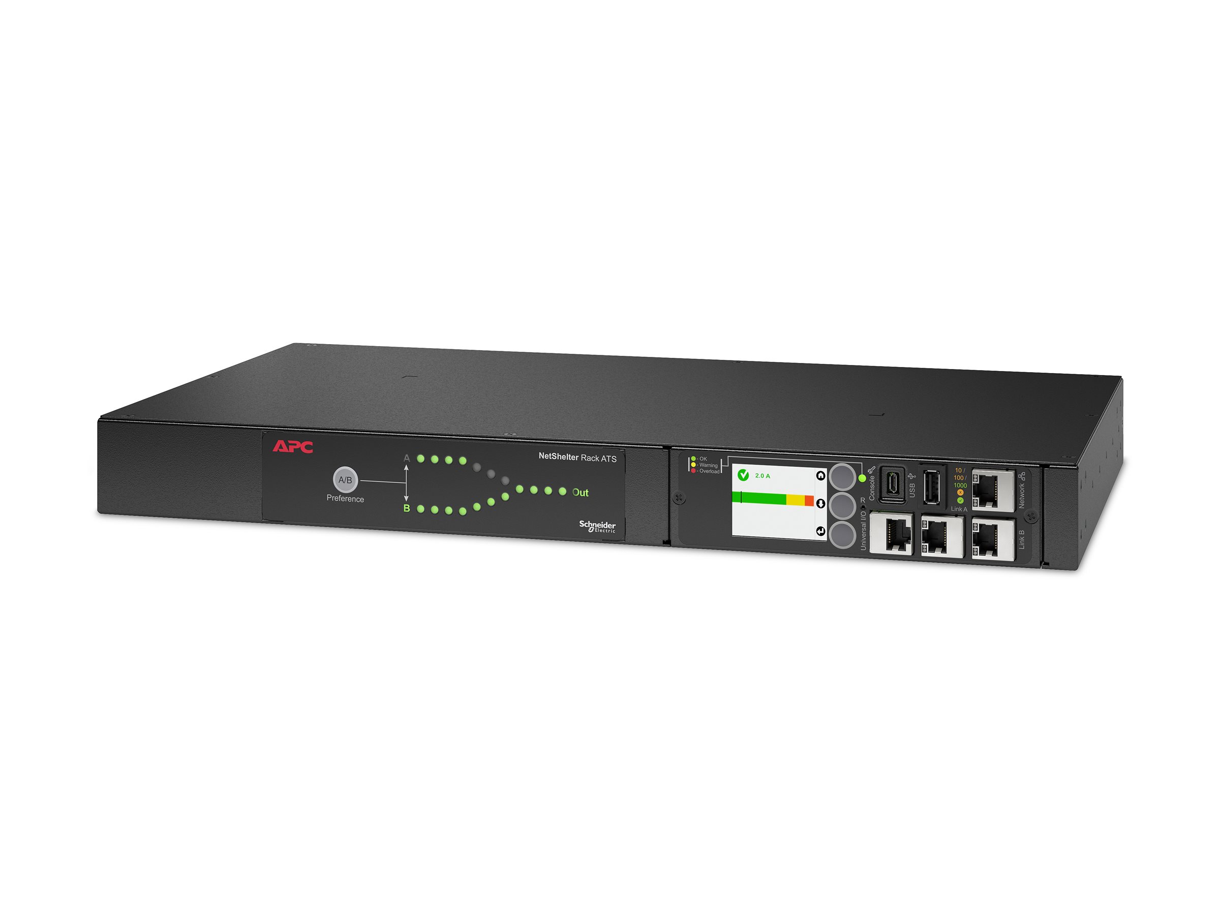APC Automatic Transfer Switch AP4423A - (8x) C13 + (1x) C19, 3680W, Rack mountable, 1U