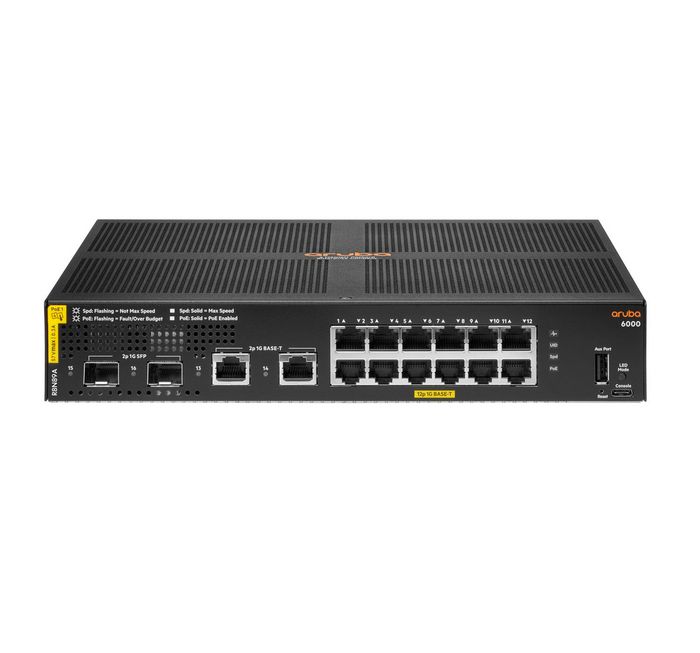 Hewlett Packard Enterprise Aruba 6000 12G Class4 PoE 2G/2SFP 139W Switch