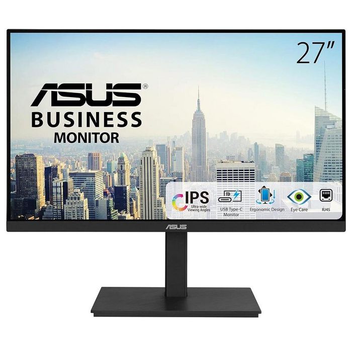 Asus VA27ACFSN 27 inch docking monitor (QHD (2560 x 1440), IPS, frameless, USB-C, RJ45, 100Hz, adaptive sync, stereo speakers, low blue light, flicker-free, ergonomic design, wall mountable, green sustainability)