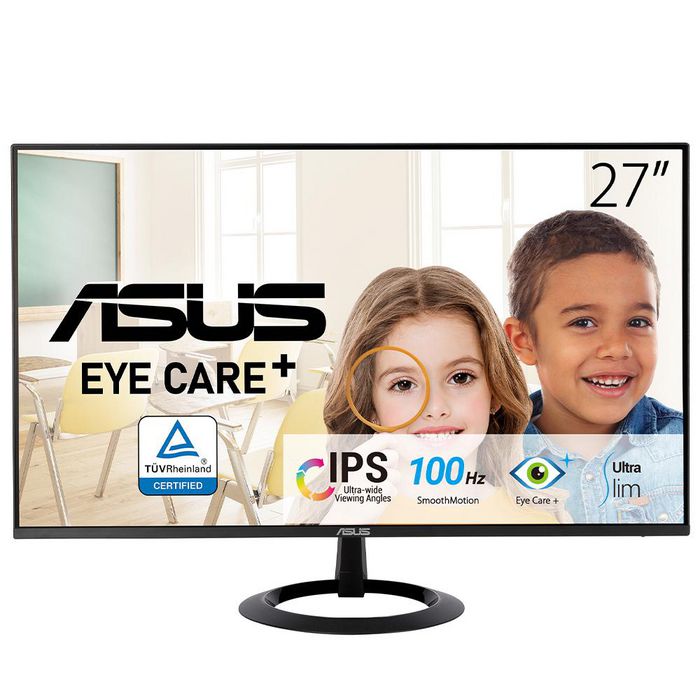 Asus VZ27EHF Eye Care Gaming Monitor – 27 inch Full HD (1920 x 1080), IPS, Frameless, 100Hz, Adaptive-Sync, 1ms MPRT, HDMI, Low Blue Light, Flicker Free, Wall Mountable