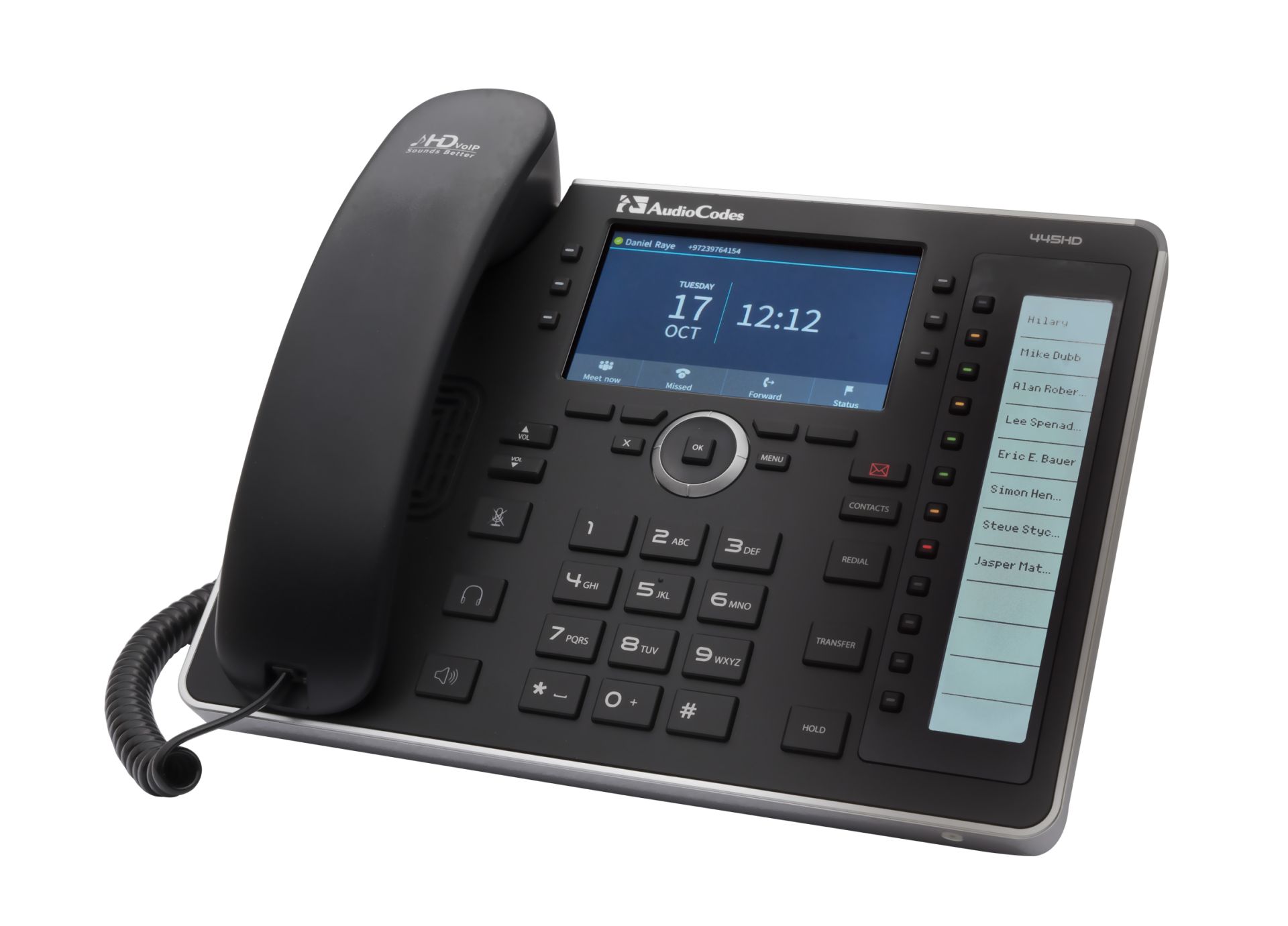 AudioCodes IP 445HD IP-Phone PoE GbE black with integrated BT and Dual Band Wi-Fi and an external power supply black