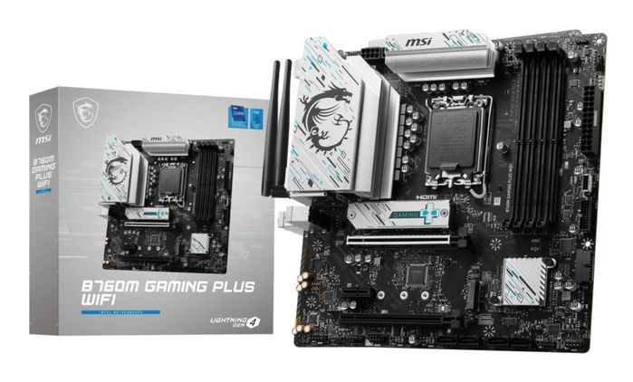 MSI Intel B760, 4x DDR5, 2x HDMI, 2x DisplayPort, 2x M.2, 4x SATA 6G, 2.5G LAN, Wi-Fi 6E, mATX
