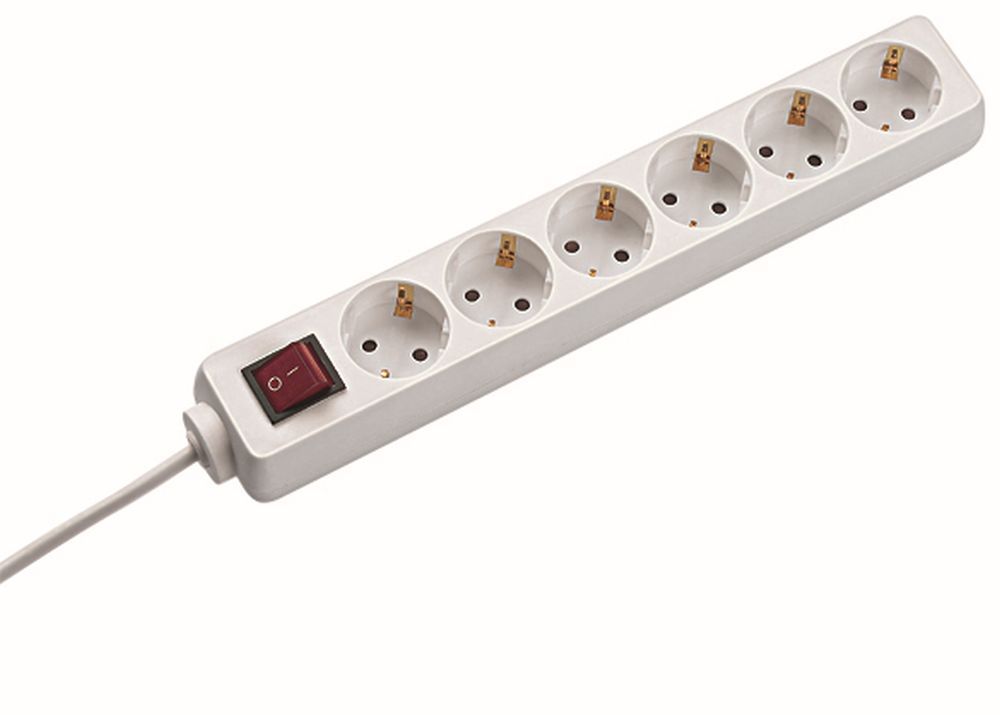 Bachmann table socket, 6xsockets (CEE7)->plugs (CEE7), 1.5m, with switch, white, SELLY