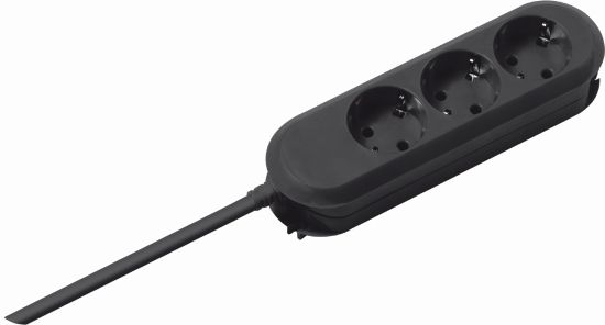Bachmann table socket, 3x sockets (CEE7)->plugs (CEE7), 5m, black, smart
