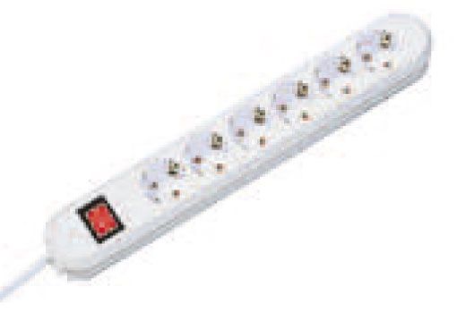 Bachmann table socket, 6xsockets (CEE7)->plugs (CEE7), 5m, with switch, black