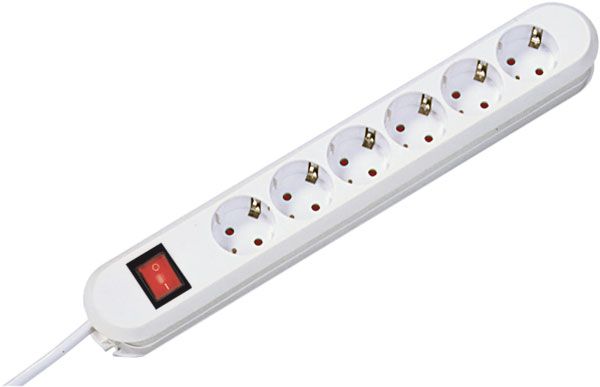 Bachmann table socket, 6xsockets (CEE7)->plugs (CEE7), 5m, with switch, white