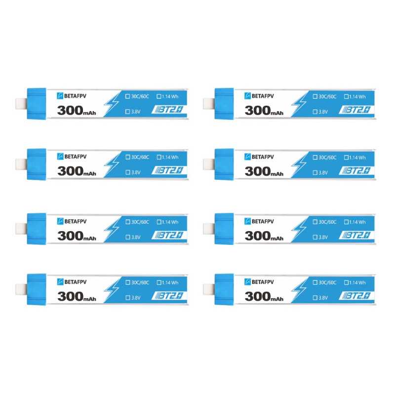 BetaFPV BT2.0 300mAh 8-pack Drone Battery Pack 1S 3.8V, 300mAh