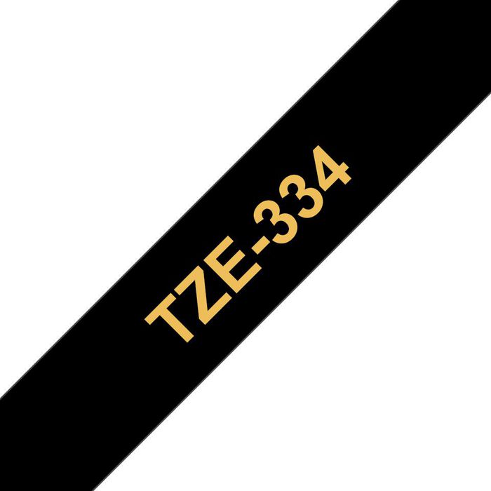 Brother Brother TZe-334 Gold On Black Labelling Tape – 12mm wide