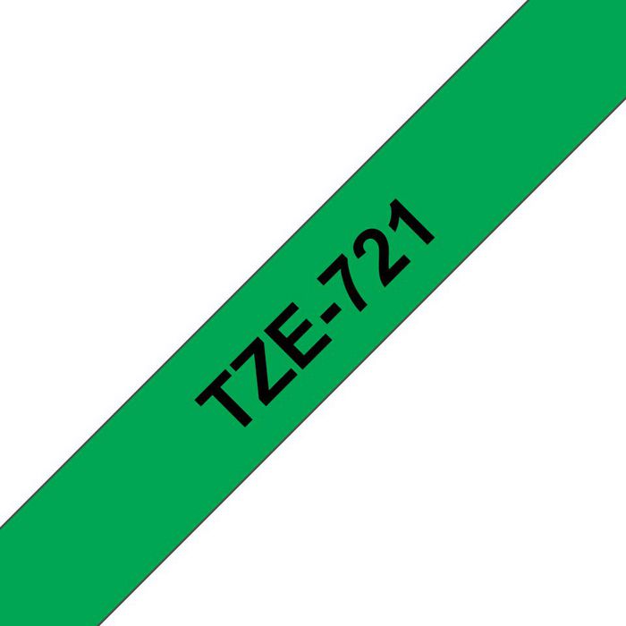 Brother Brother TZe-721 Black on Green Labelling Tape – 9mm wide