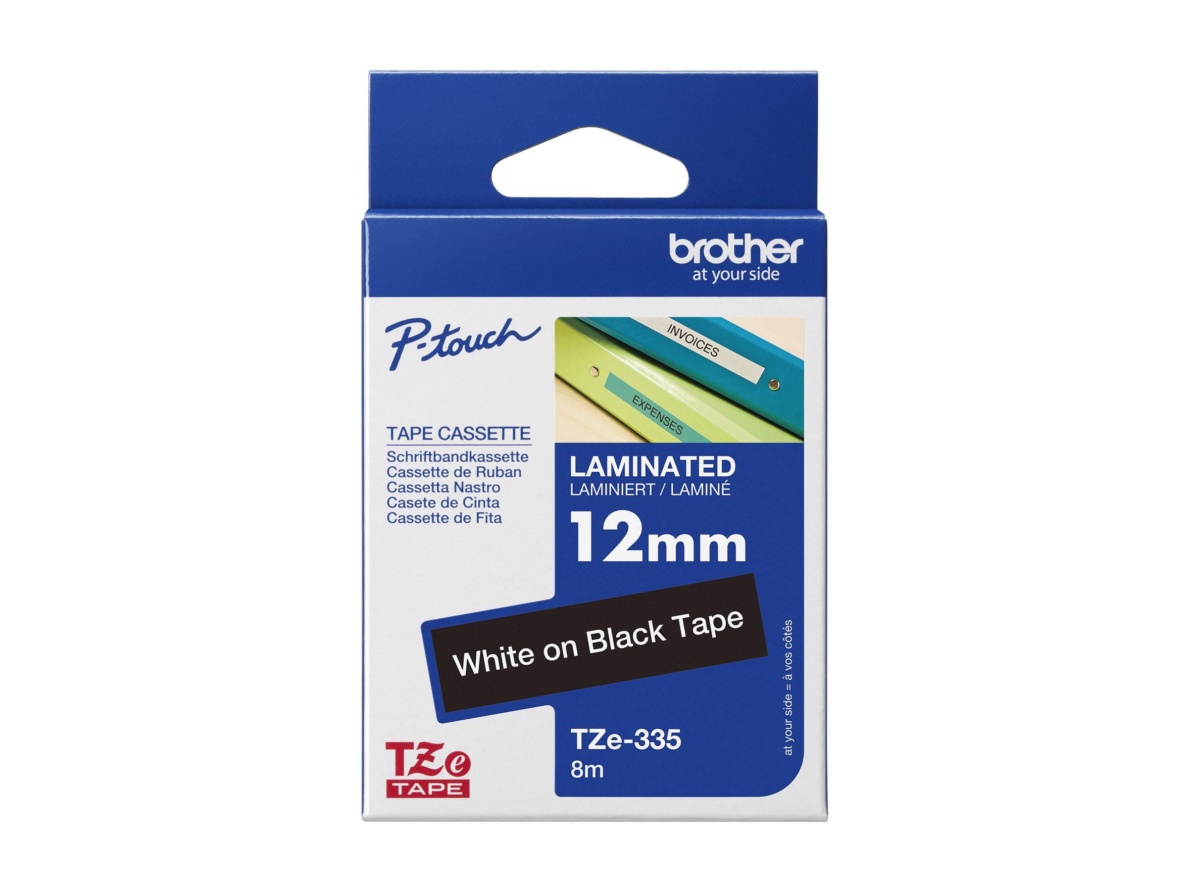 Brother TZE-335 label-making tape White on black TZ