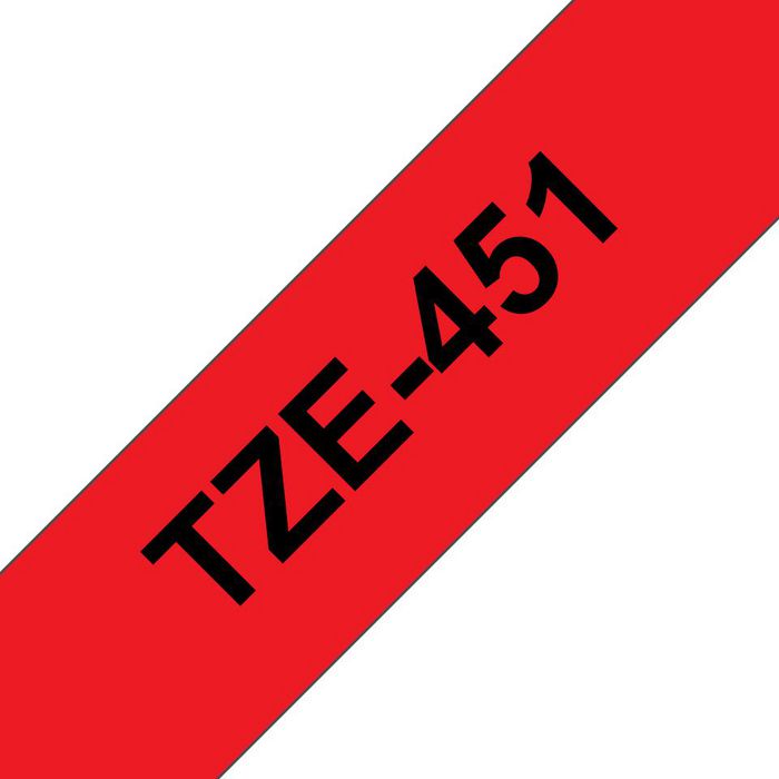 Brother Brother TZe-451 Black on Red Labelling Tape – 24mm wide