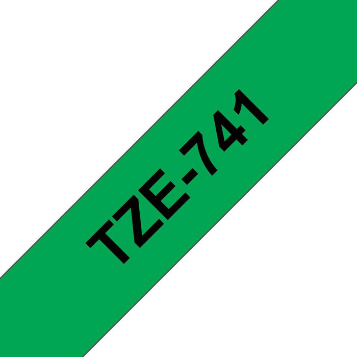Brother Brother TZe-741 Black on Green Labelling Tape – 18mm wide