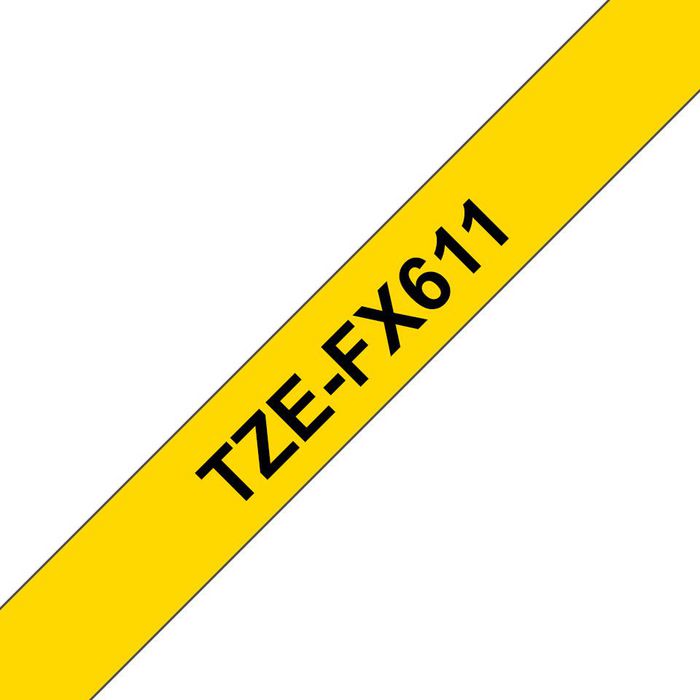 Brother Brother Pro Tape TZe-FX611 Flexible ID tape - Black on Yellow, 6mm