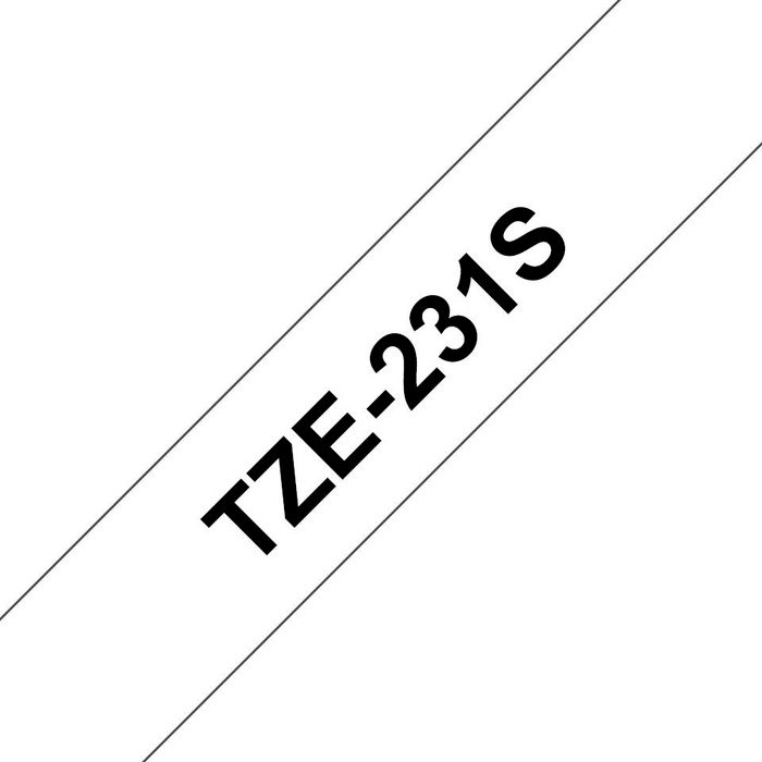 Brother 12mm black on white standard adhesive laminated TZe tape cassette (4 metres)