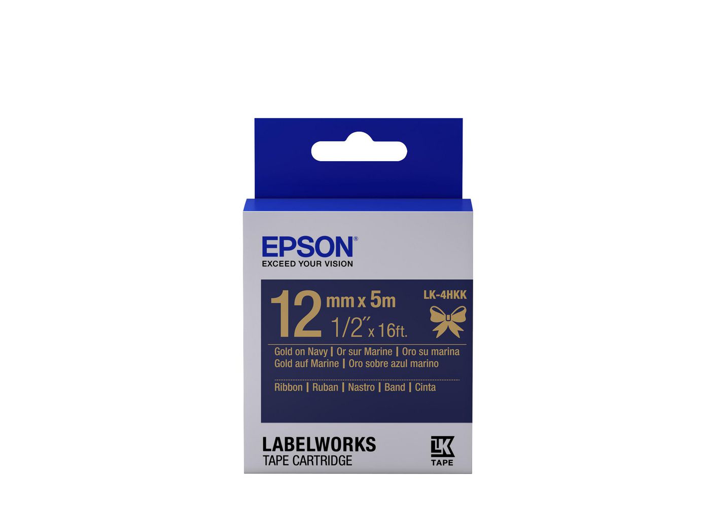Epson Label Cartridge Satin Ribbon LK-4HKK Gold/Navy 12mm (5m)