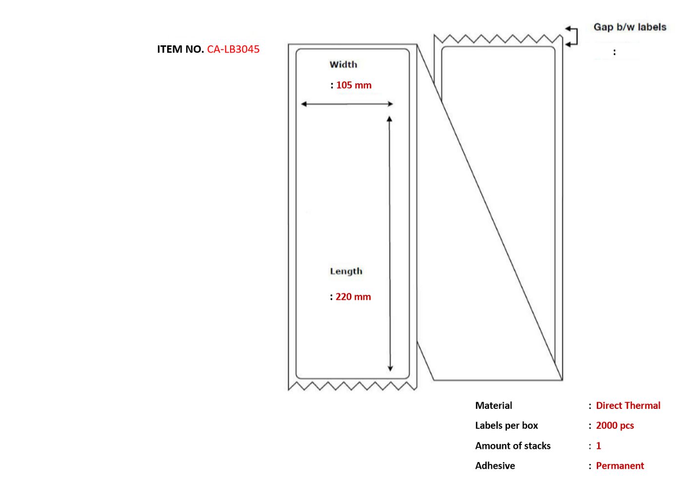 Capture CA-LB3045 printer label White