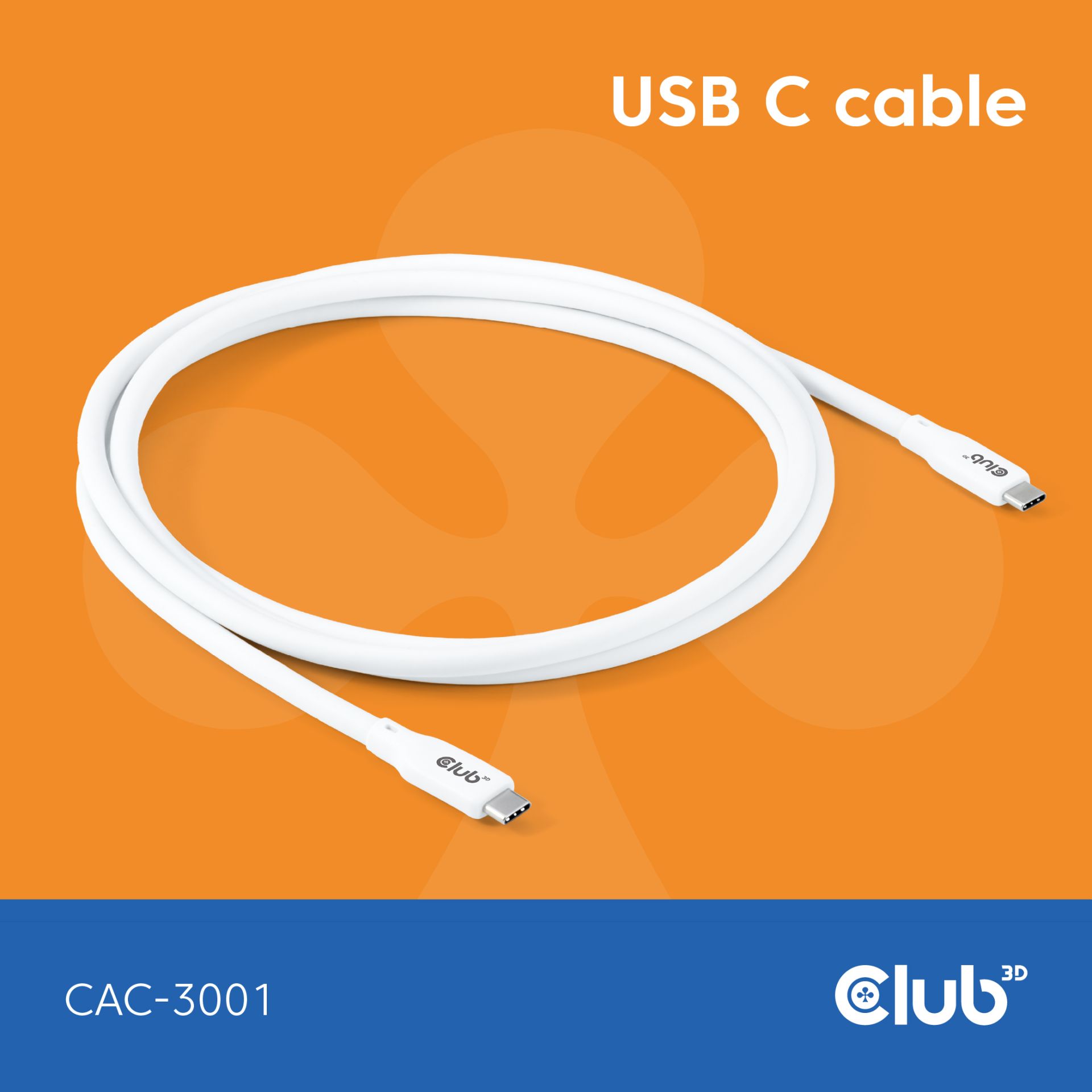 Cable USB 4.0 C (St) => C (St) 2.0m *Club3D* - LIFESTYLE *white*