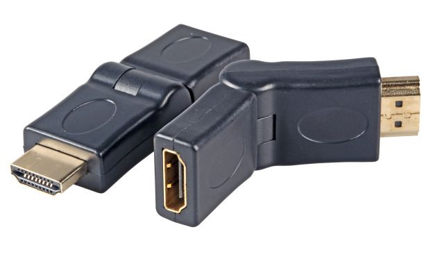 Cable video HDMI, coupling, type A, female/male, 180 degrees, swiveling