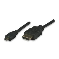 Cable video HDMI-HDMI (MicroD), ST/ST, 1m, 4k/60Hz, black, for e.g. Raspberry