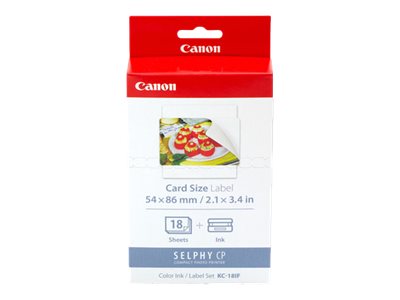 Canon KC-18IF Colour Ink + 54 x 86 mm Sticker Paper Set, 18 Sheets