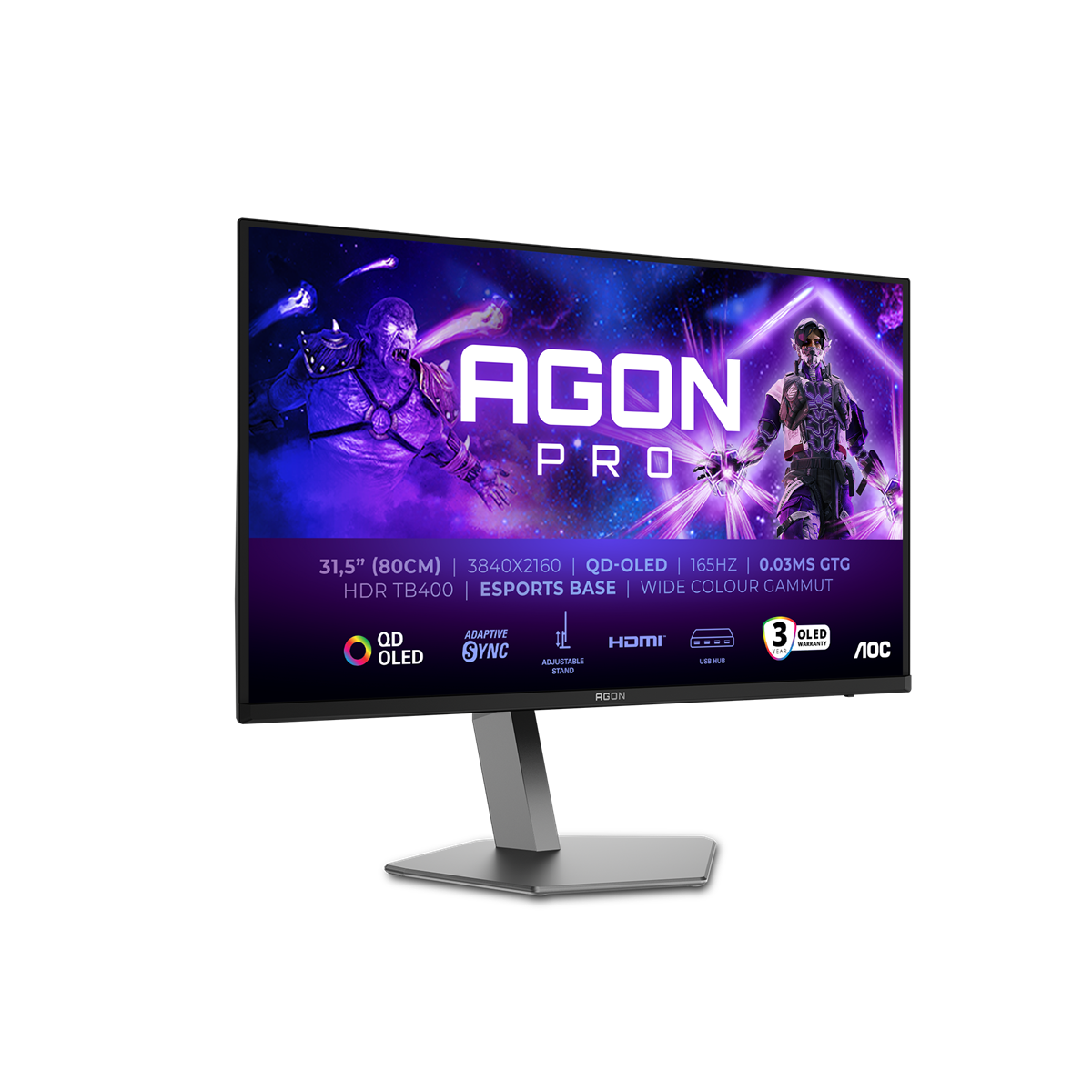 AOC 31.5" AG326UD | AGON PRO | 3840 x 2160 | QD - OLED | 0.03ms | 165Hz | 3years