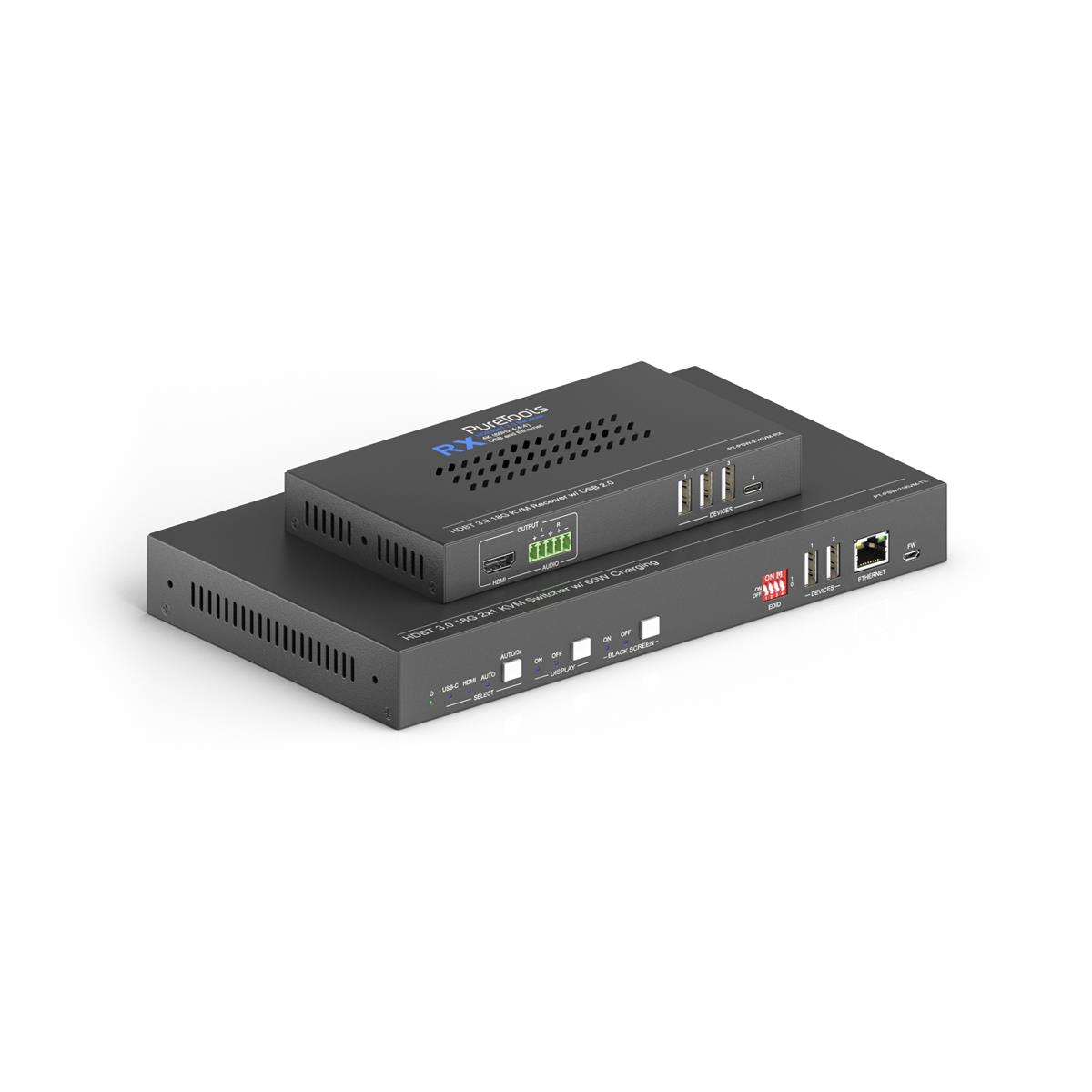 PureLink PT-PSW-21KVM | 2x1 Switching KVM | 3840x2160 60Hz 4:4:4 HDBaseT 3.0 Transmitter & reciever kit | Range 80m