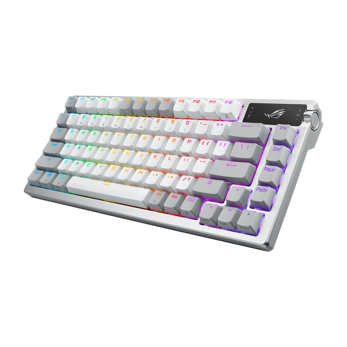 ASUS ROG AZOTH MOONLIGHT WHITE 75% Wireless DIY Custom RGB Gaming Keyboard, NX Snow Switches, Moonlight White, OLED Display, PBT