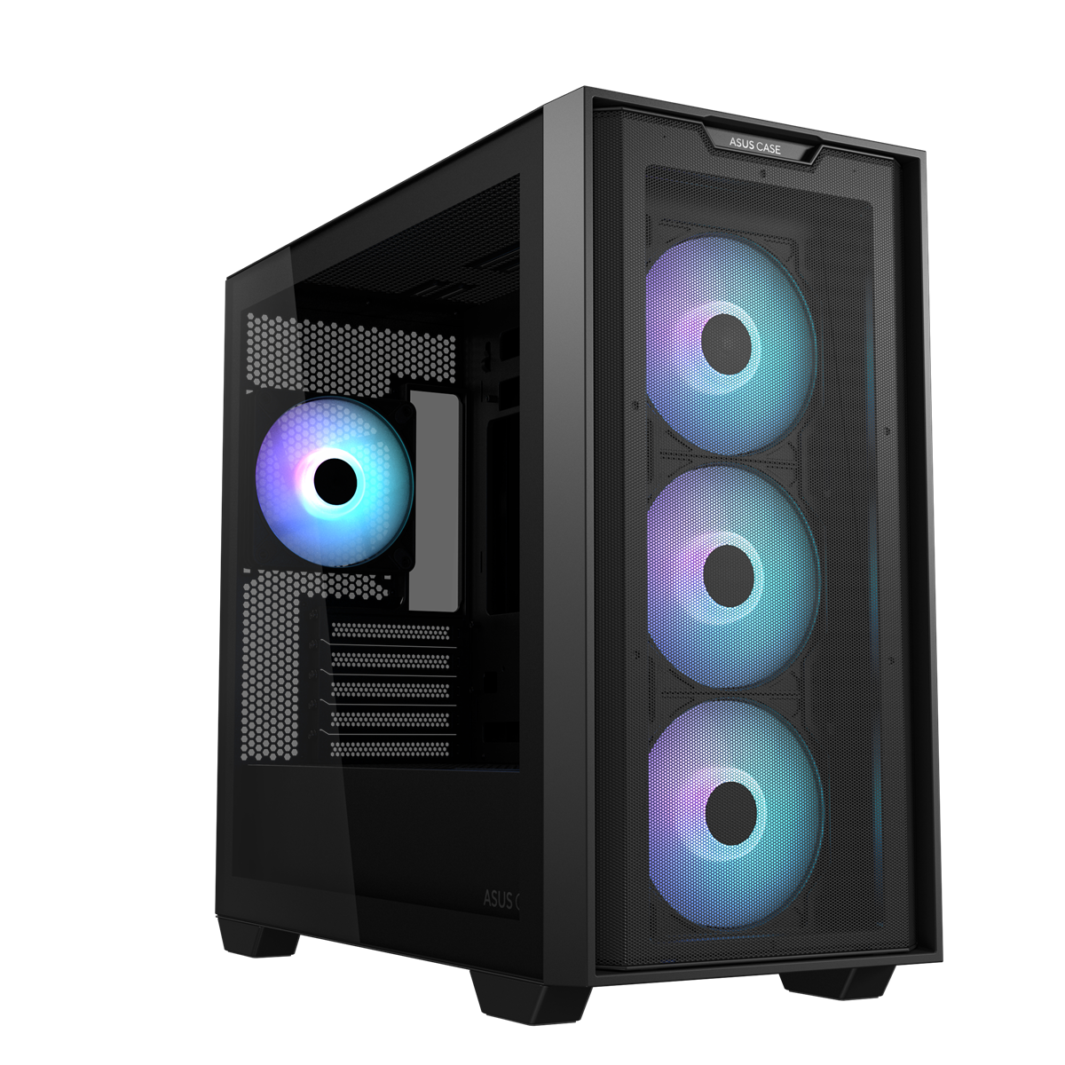 ASUS A21 PLUS mATX Case with 4 Pre-installed ARGB Fans, BTF support - Black