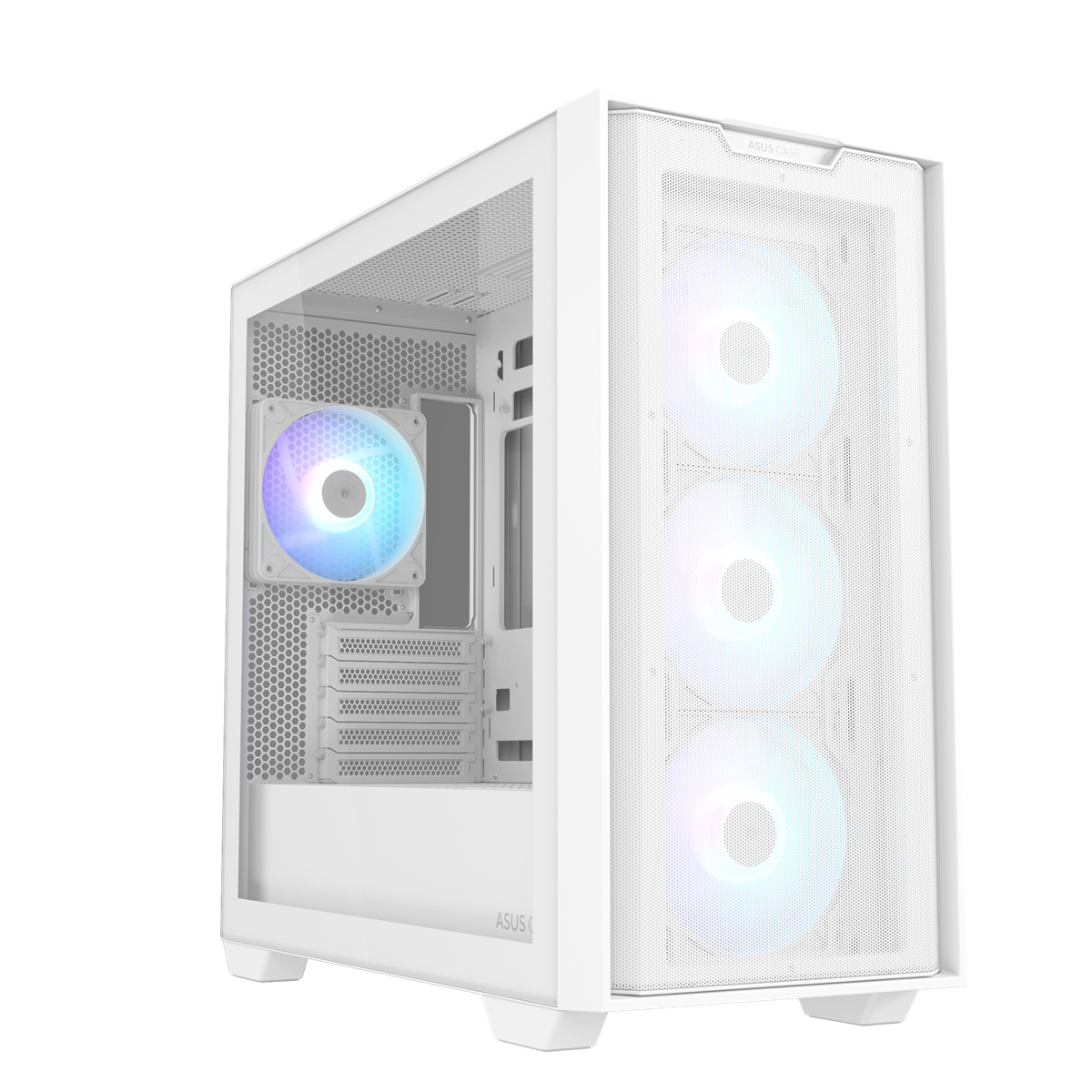ASUS A21 PLUS mATX Case with 4 Pre-installed ARGB Fans, BTF support - White