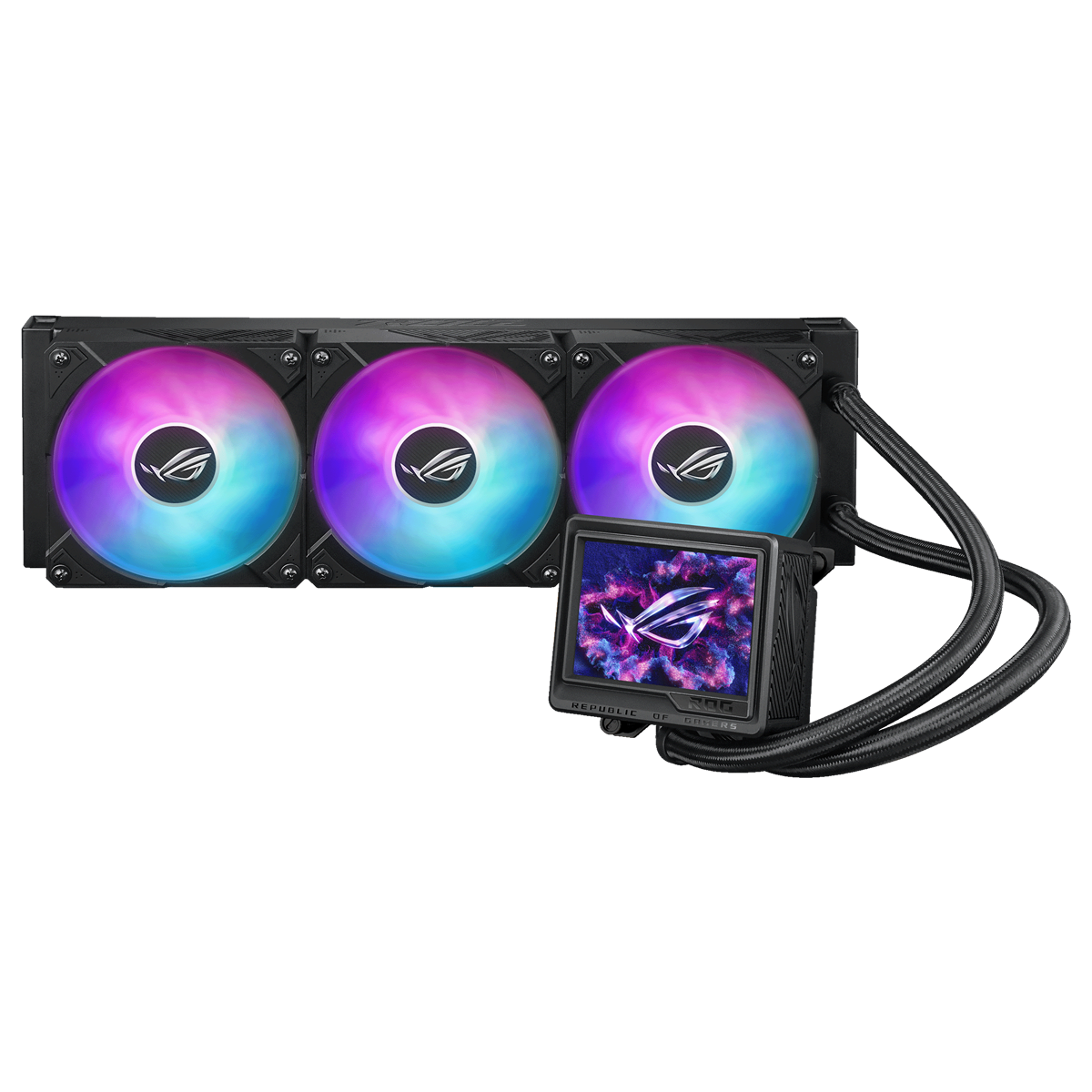 ASUS ROG RYUJIN III 360 ARBG EXTREME AiO Liquid Cooler w. 3.5" LCD, Asetek Emma Gen8 V2 pump, magnetic ROG ARGB fans