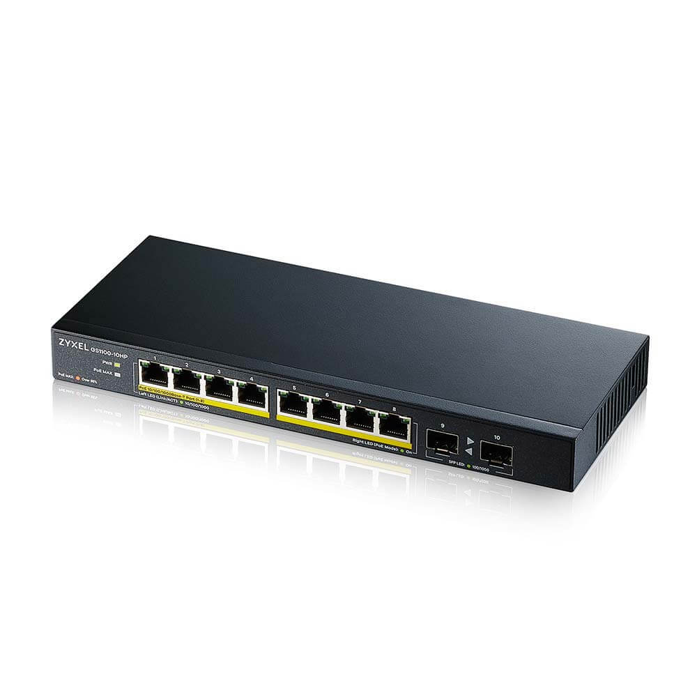 Zyxel | GS1100-10HP v2 | Unmanaged PoE Switch | 8x Port | 1Gbit/s | 130W PoE