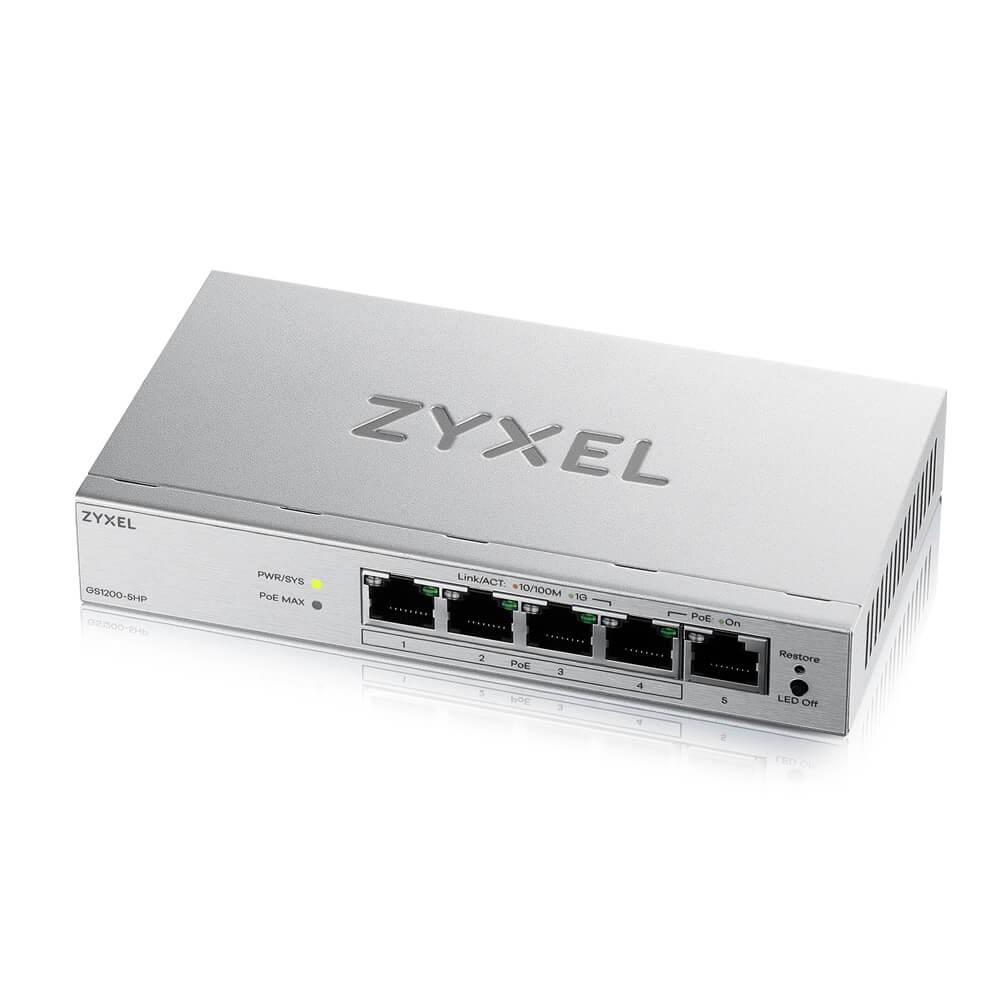 Zyxel | GS1200-5HPv3 | Web Managed PoE Desktop Switch | 5x Port | 1Gbit/s | 68W PoE
