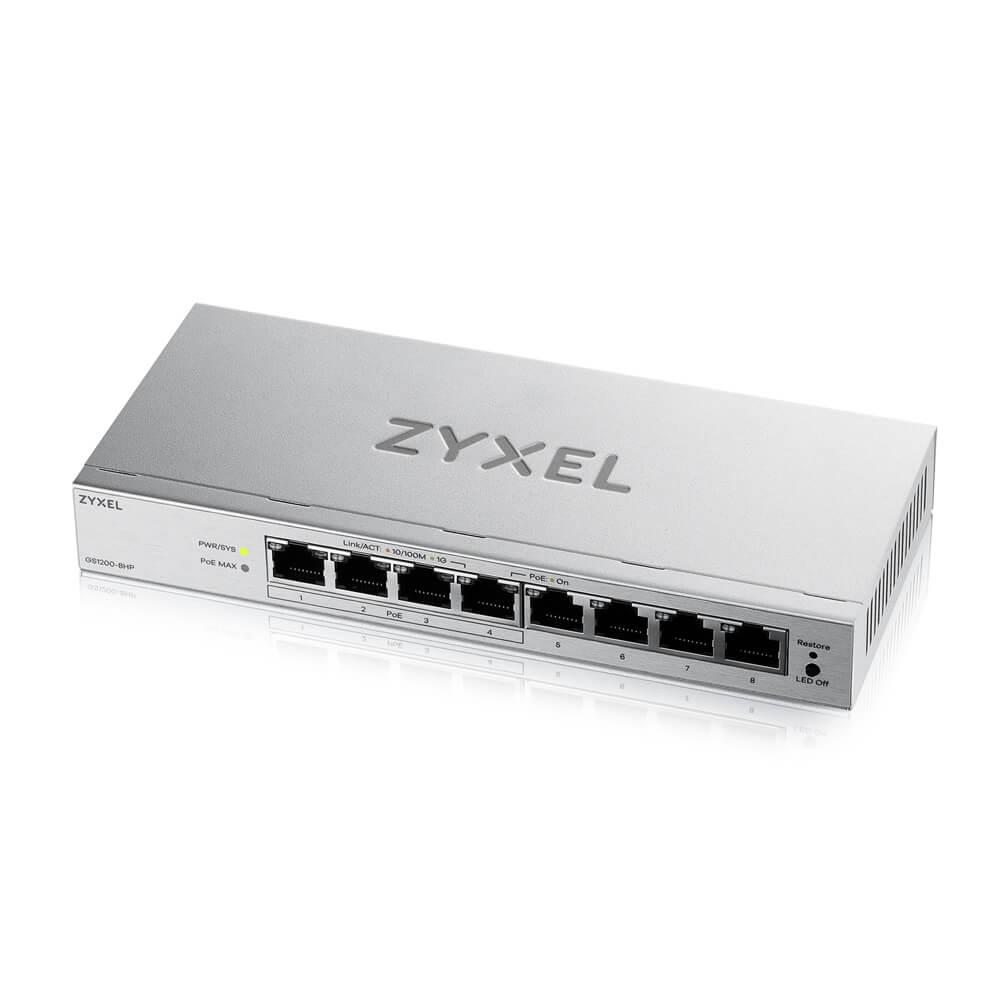Zyxel | GS1200-8HPv3 | Web Managed PoE Desktop Switch | 8x Port | 1Gbit/s | 68W PoE