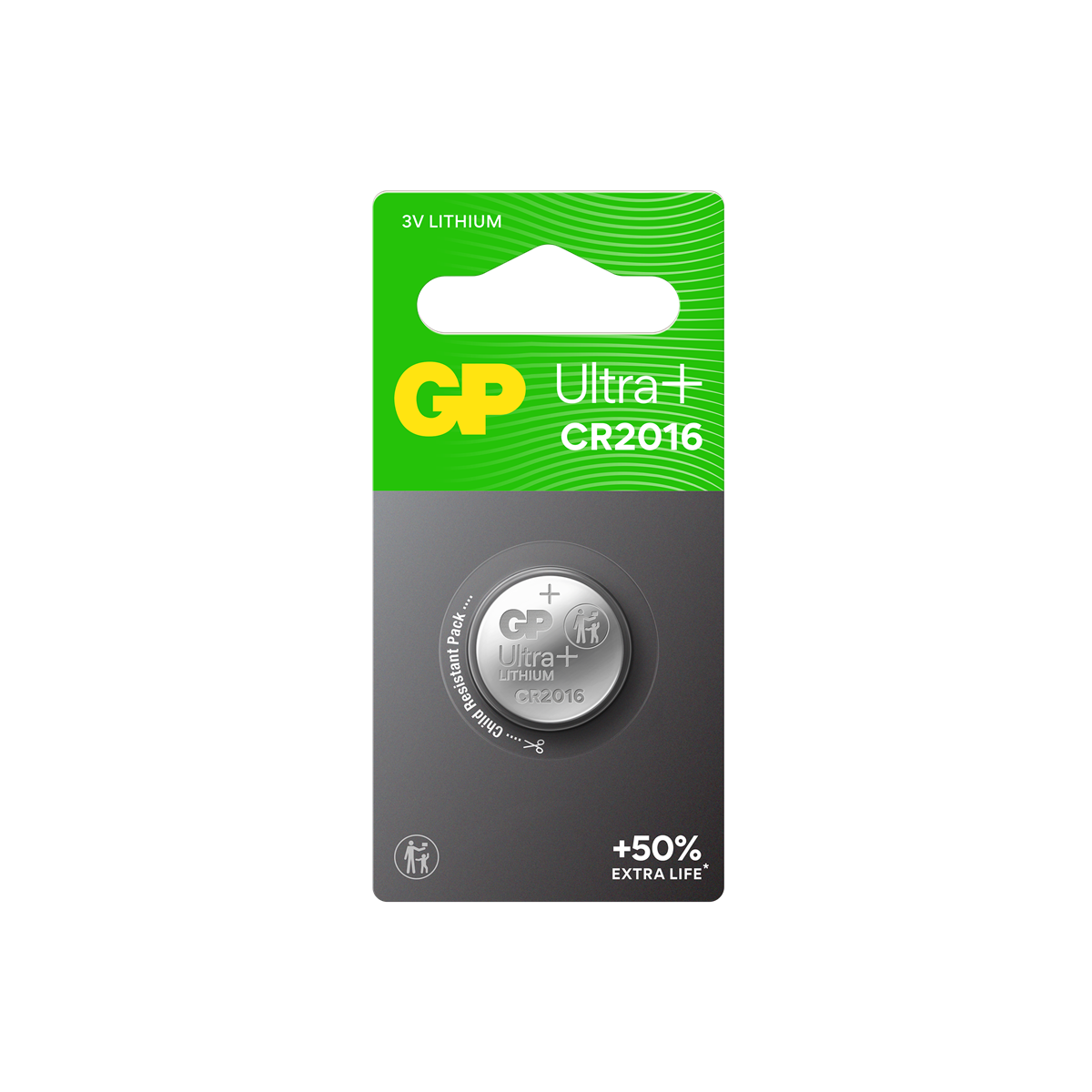 GP Ultra Plus Lithium Cell Battery CR2016, 3V (1-pack)