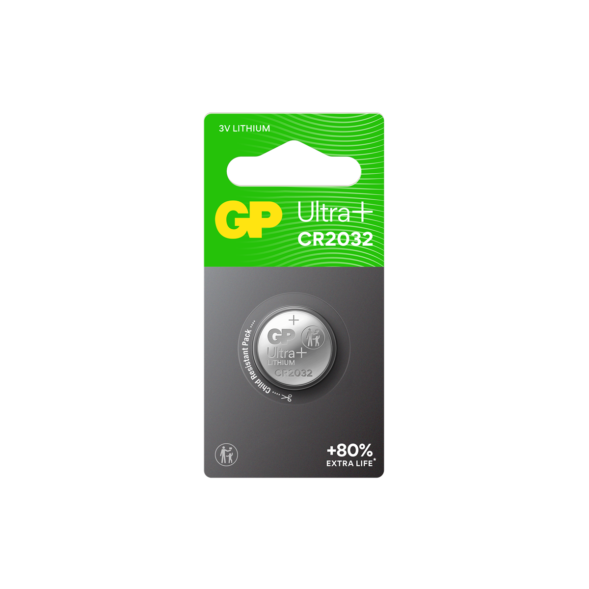 GP Ultra Plus Lithium Cell Battery CR2032, 3V (1-pack)