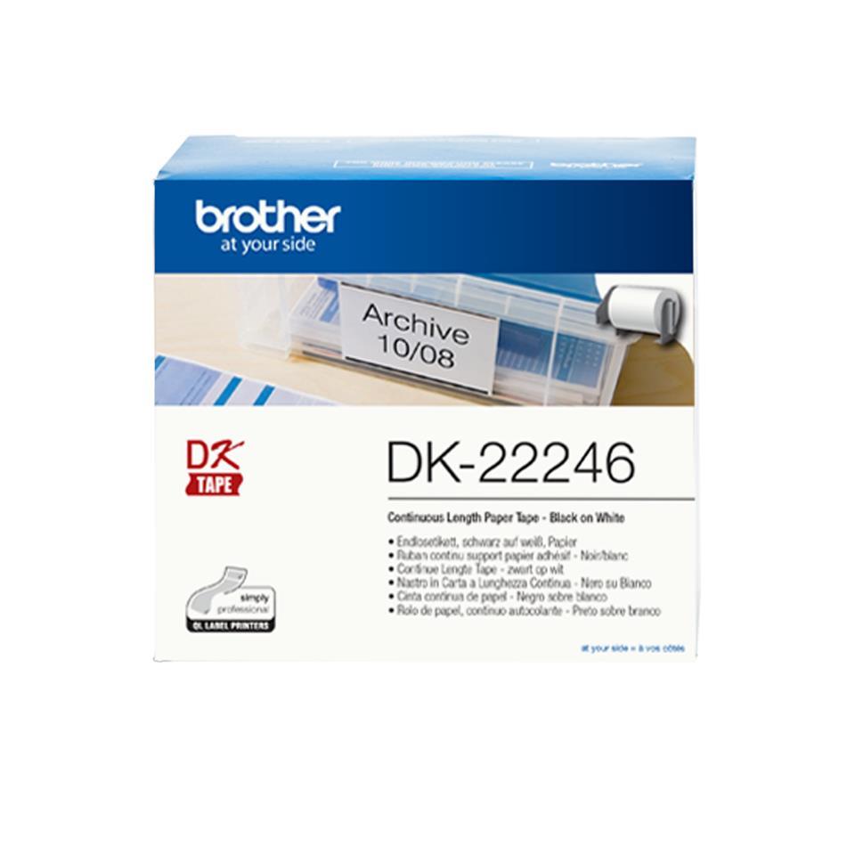 White thermal label with adhesive, running length, DK22246