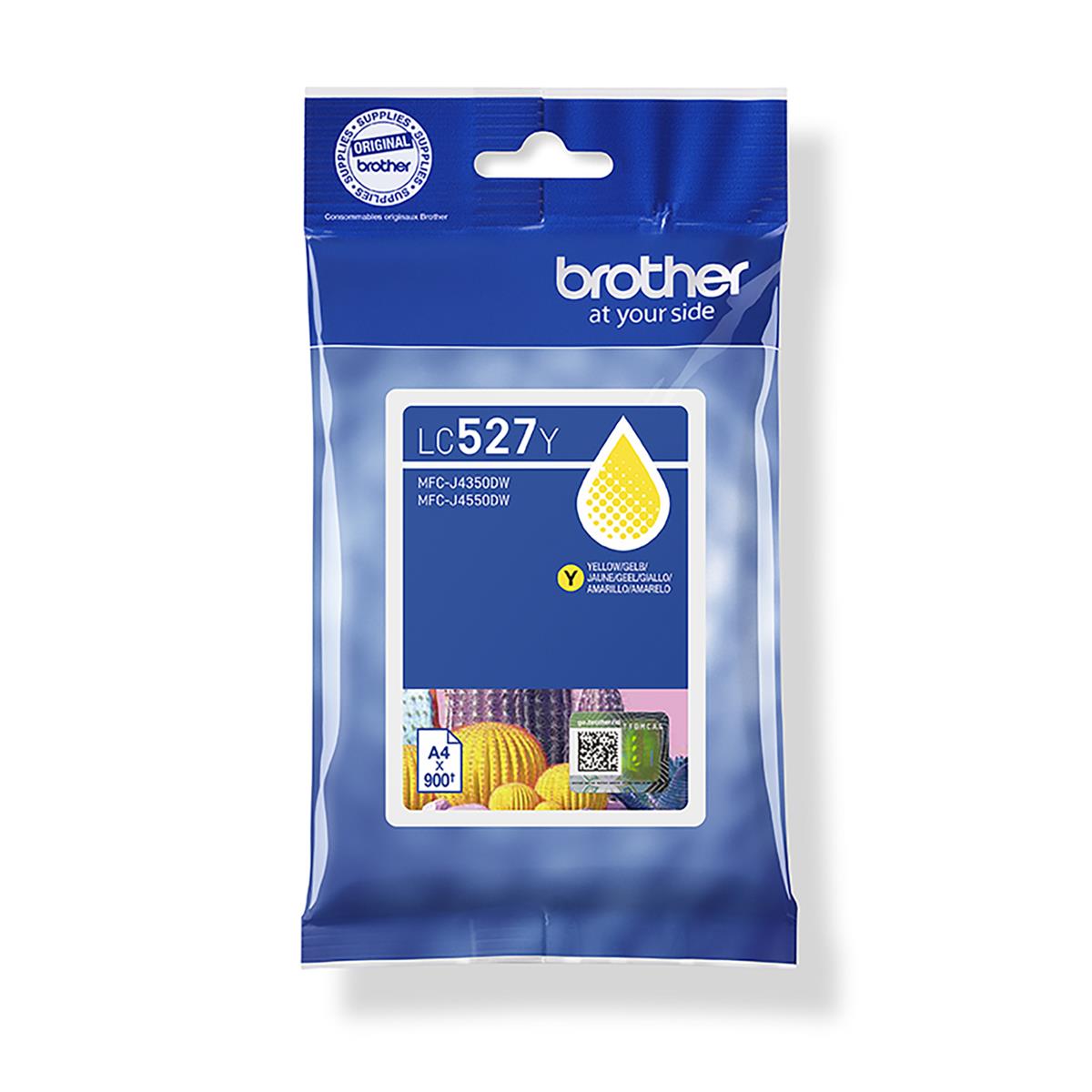 Brother LC527Y Yellow standard ink cartridge, yield up to 900 pages